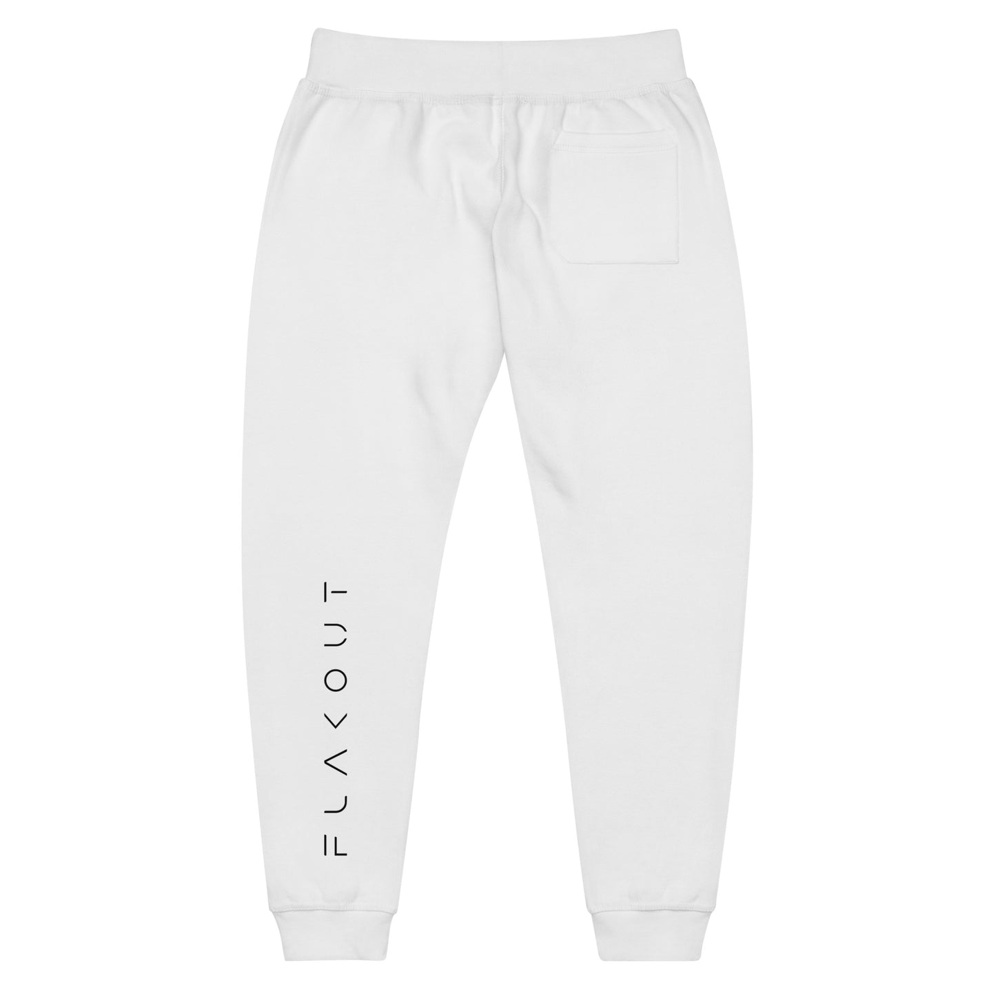 FLAKOUT Logo Back Leg Unisex Fleece Sweatpants - White - FLAKOUT