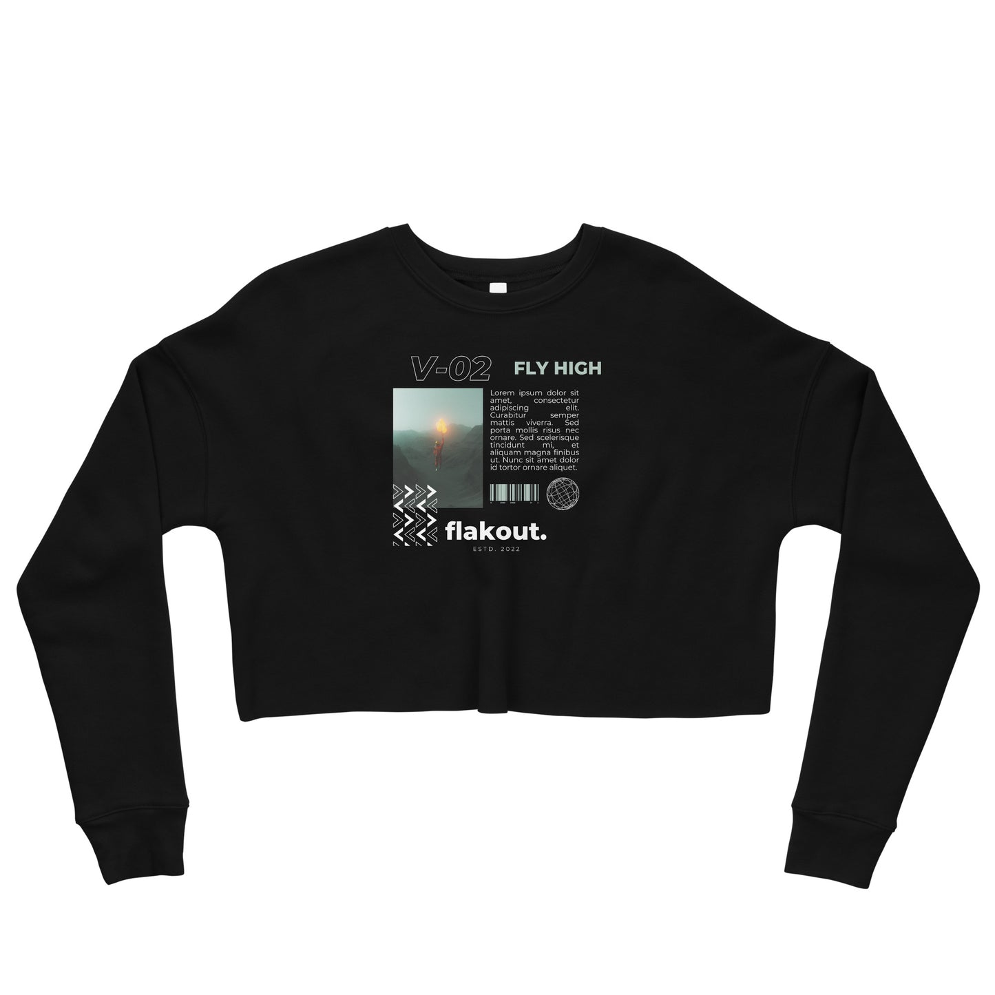 Fly High Voyager Women's Crop Sweatshirt - Black - FLAKOUT