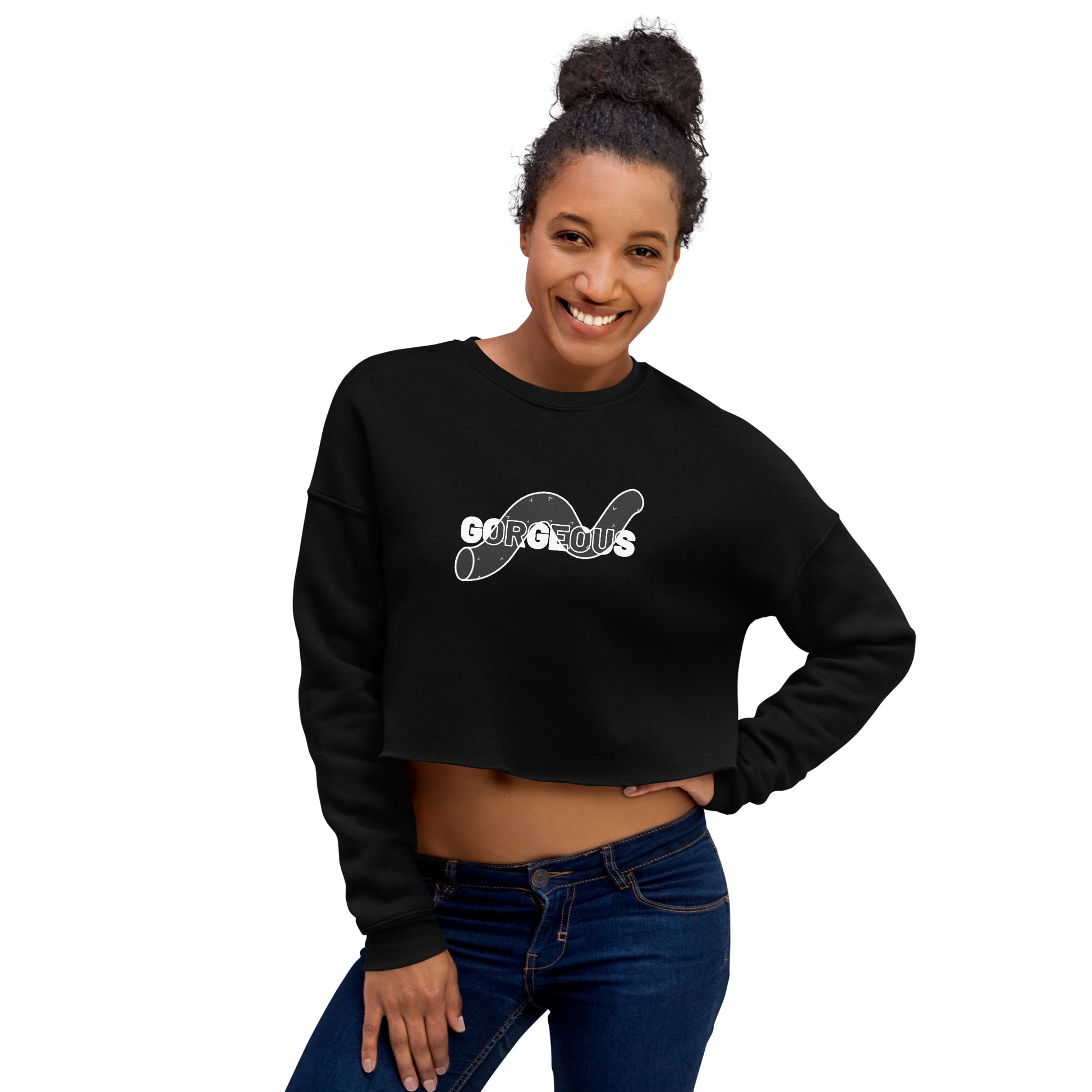 Gorgeous Opullent Allure Women's Crop Sweatshirt - Black - FLAKOUT