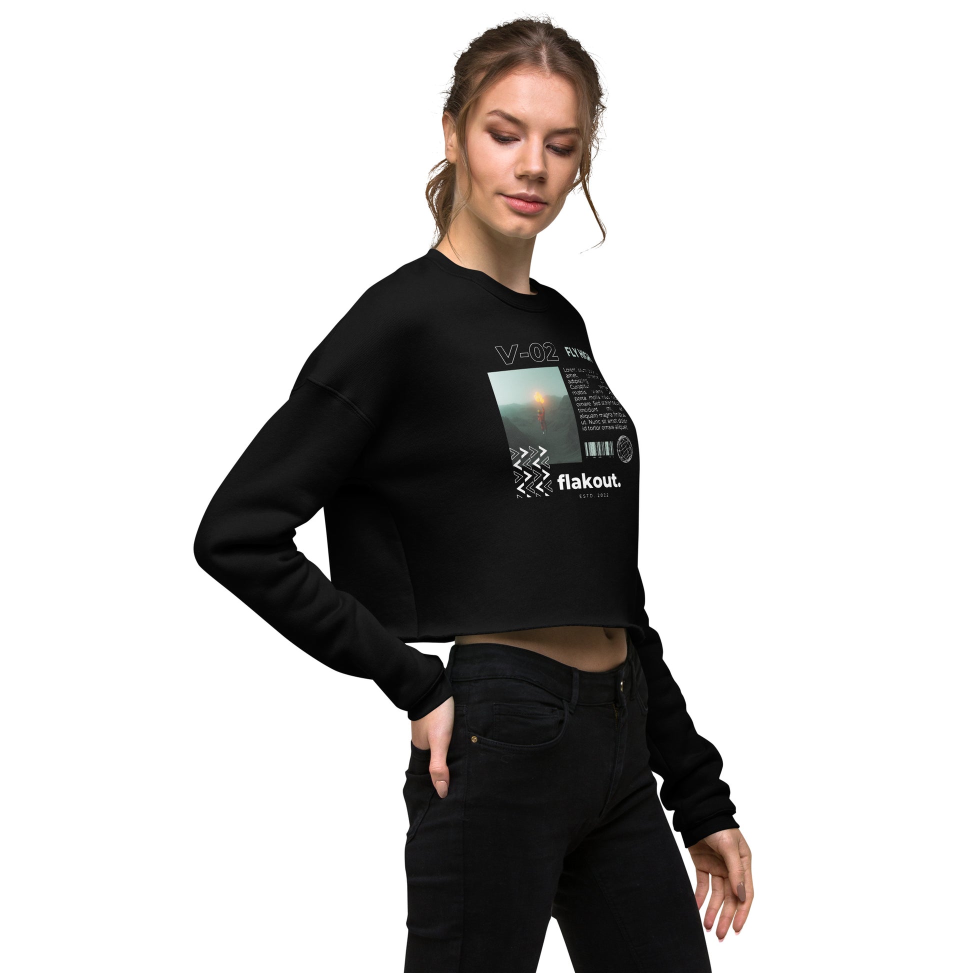 Fly High Voyager Women's Crop Sweatshirt - Black - FLAKOUT