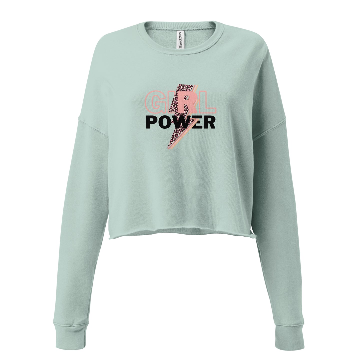 Queenly Girl Power Rebellion Women's Crop Sweatshirt - Dusty Blue - FLAKOUT