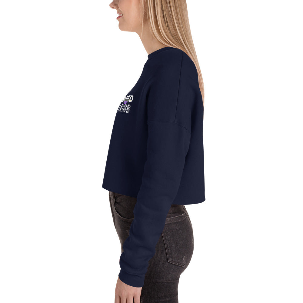 Divine Grace Blessed Women's Crop Sweatshirt - Navy - FLAKOUT