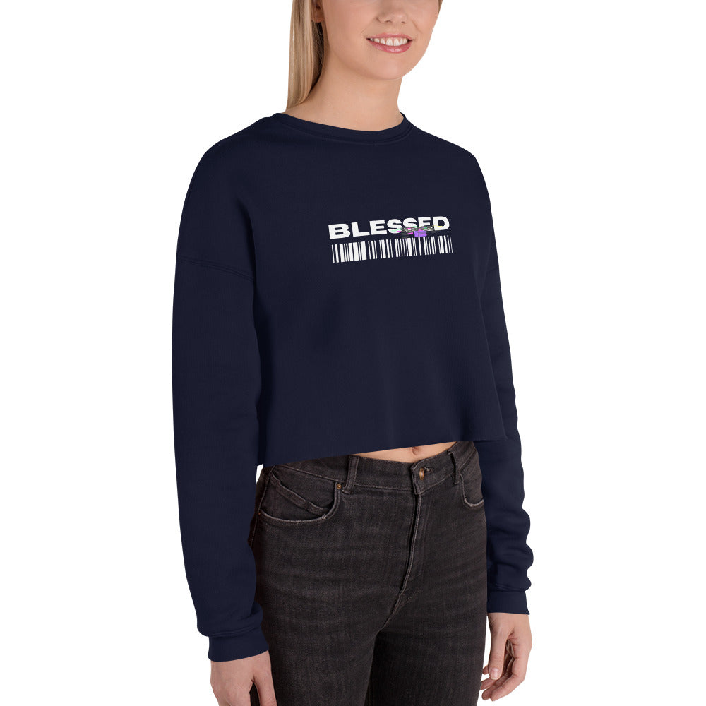 Divine Grace Blessed Women's Crop Sweatshirt - Navy - FLAKOUT