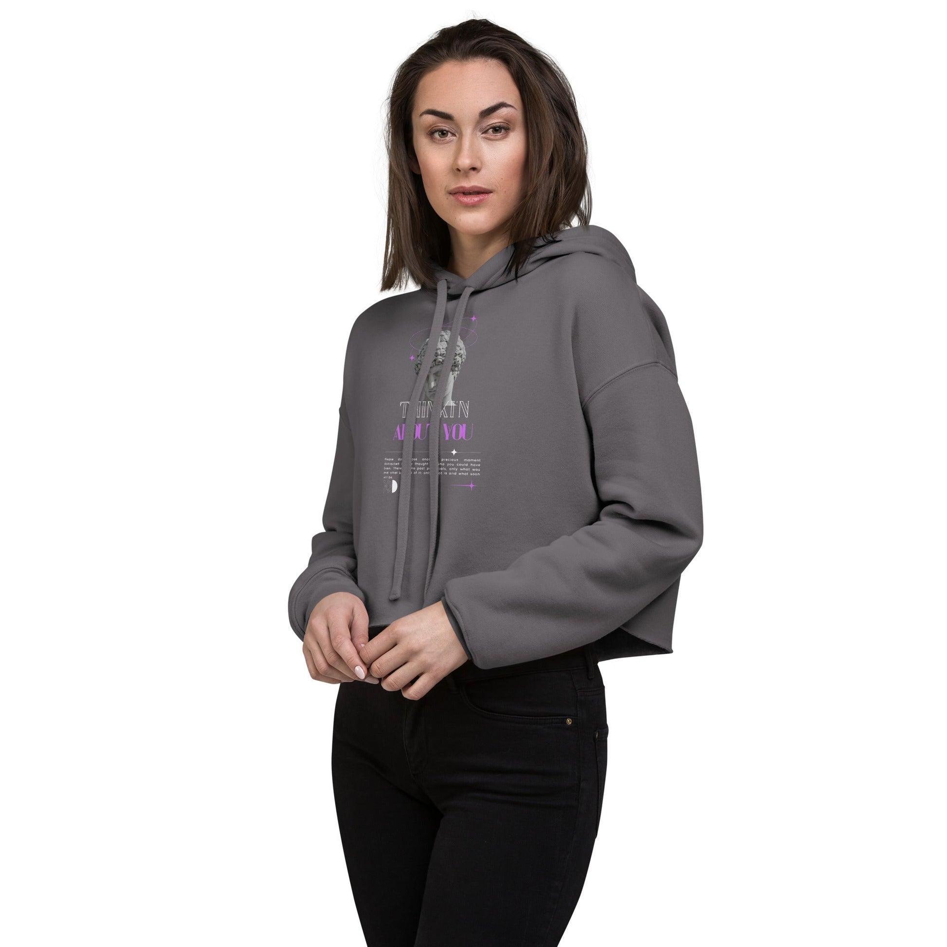 Mindfully Thinki'n About You Women's Crop Hoodie - FLAKOUT