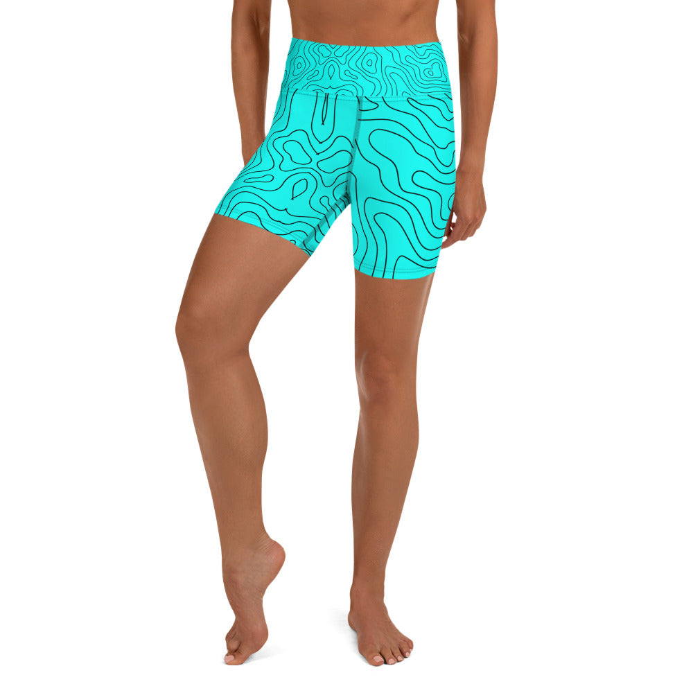 Blue Abyss Women's Yoga Shorts - FLAKOUT